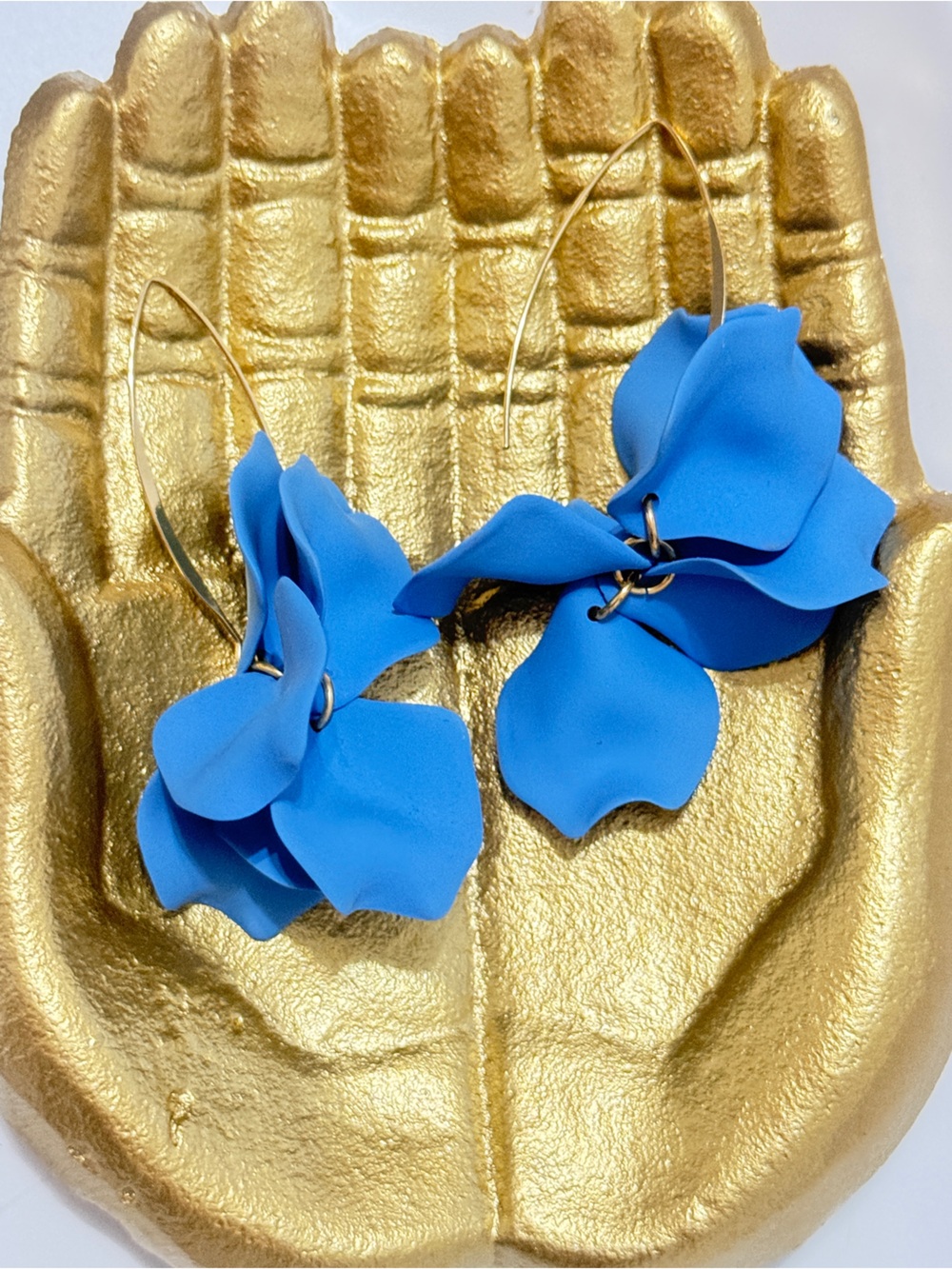 Natasha, Dangle Blue Floral Drop Earrings